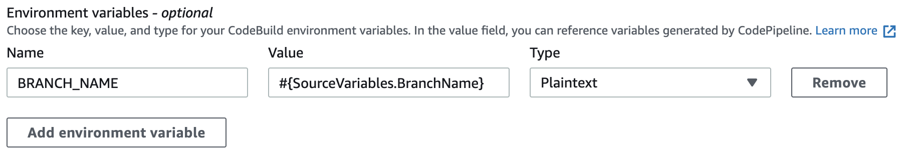 CodeBuild Branch Environment Variable
